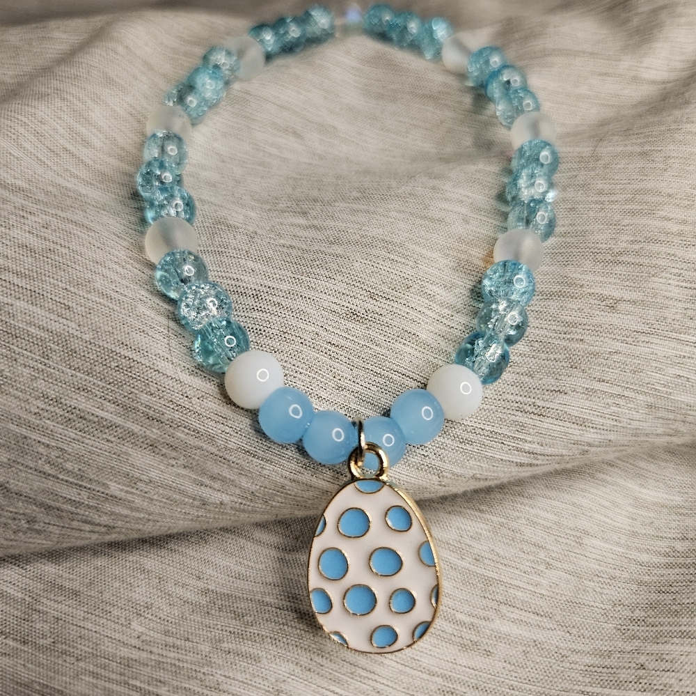 Easter Egg Glass Bead Elastic Charm Bracelet
